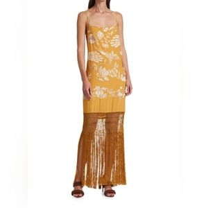 Johanna Ortiz NWT! Embroidered Fringe Silk Slip Dress - sz. 4
